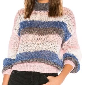 Tularosa Pink and Blue Striped Turtleneck Sweater